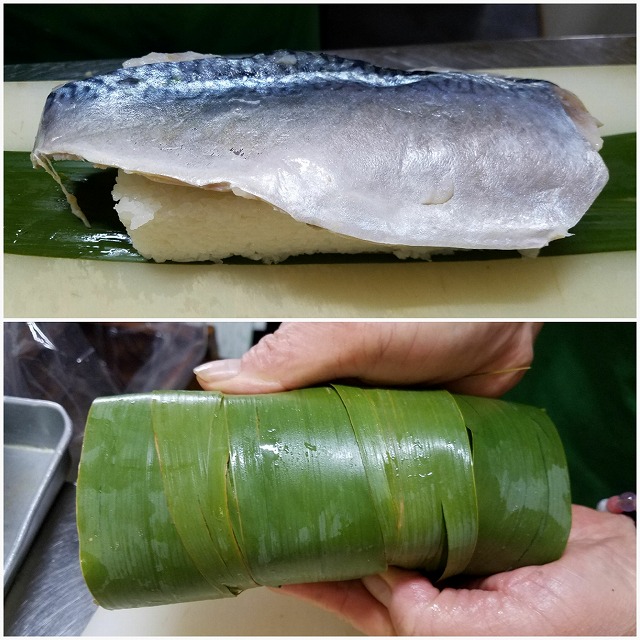 なれずしは、塩漬けしたサバをアセの葉で包んで発酵させて作ります